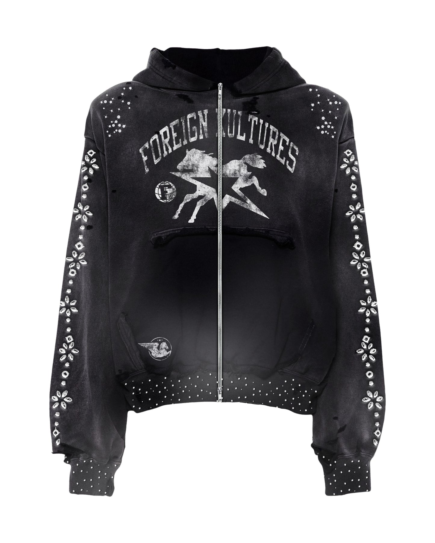 FK Shadow Rider Rhinestone Zip-Up Hoodie