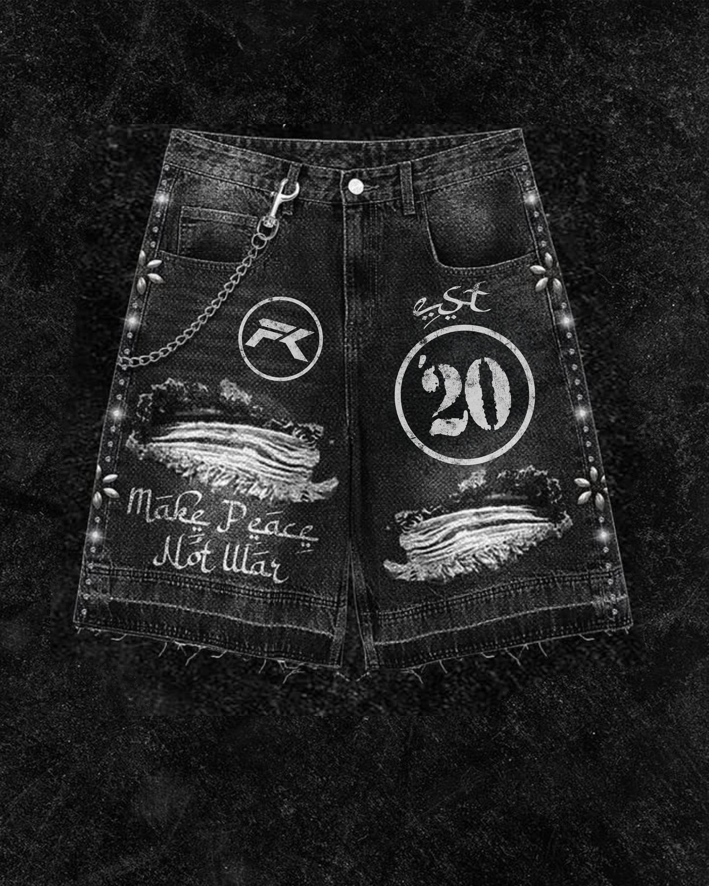 FK Rhinestone Black Denim Jorts